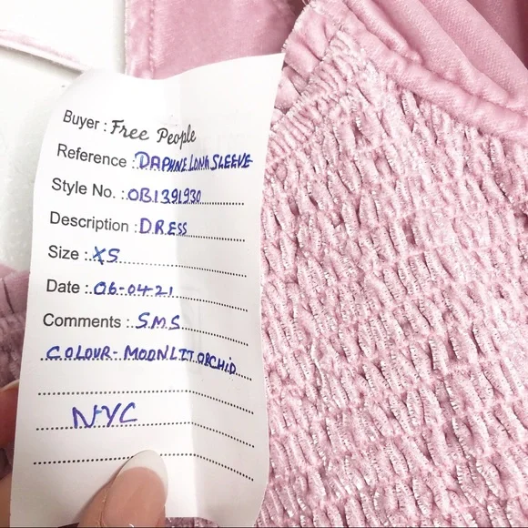 Free People Daphne Velvet Sleeve mini Dress Balloon ruffle sleeves blush pink - Picture 10 of 13